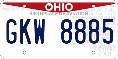 OH license plate GKW8885