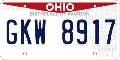 OH license plate GKW8917