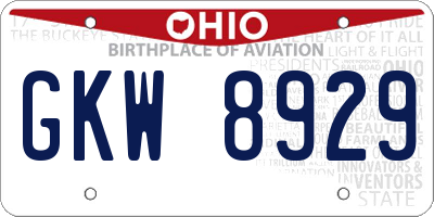 OH license plate GKW8929
