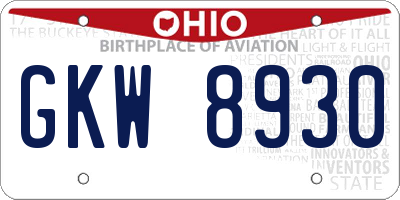 OH license plate GKW8930