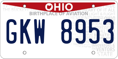 OH license plate GKW8953