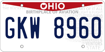 OH license plate GKW8960