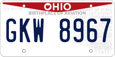OH license plate GKW8967
