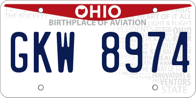 OH license plate GKW8974