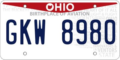 OH license plate GKW8980