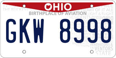 OH license plate GKW8998