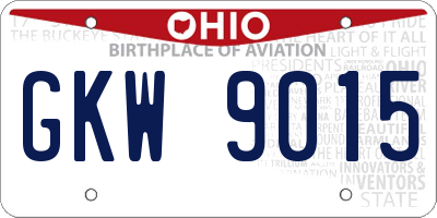 OH license plate GKW9015