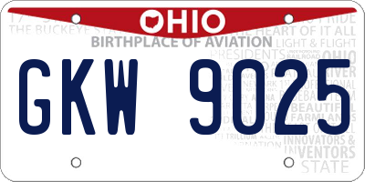OH license plate GKW9025