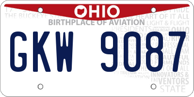 OH license plate GKW9087