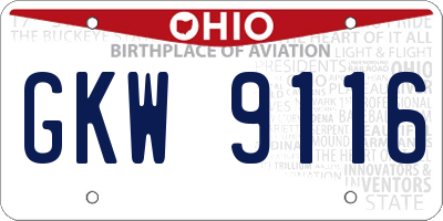 OH license plate GKW9116