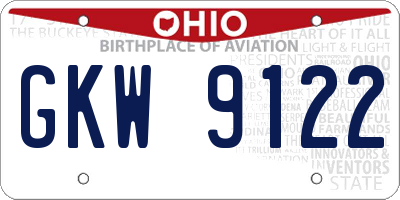 OH license plate GKW9122