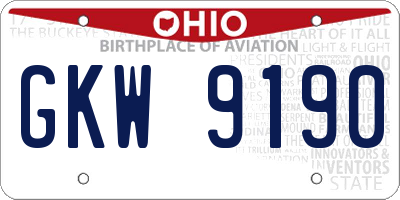 OH license plate GKW9190