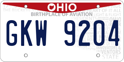 OH license plate GKW9204