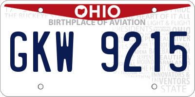 OH license plate GKW9215