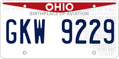 OH license plate GKW9229