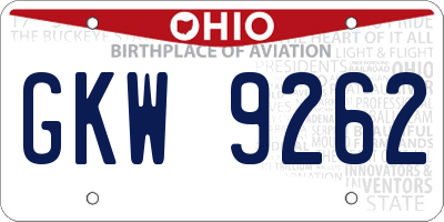 OH license plate GKW9262