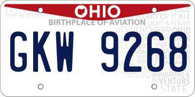 OH license plate GKW9268