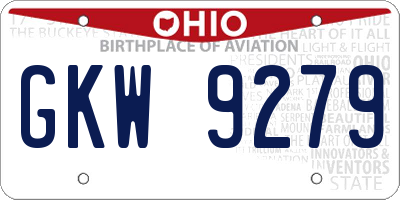 OH license plate GKW9279