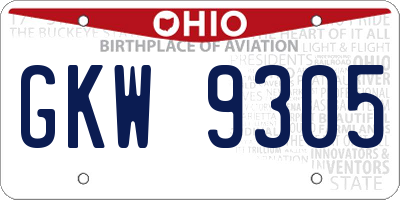 OH license plate GKW9305