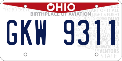 OH license plate GKW9311