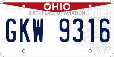 OH license plate GKW9316