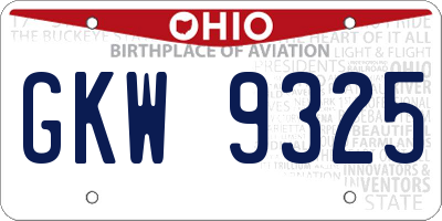 OH license plate GKW9325