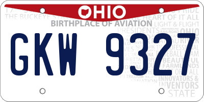 OH license plate GKW9327