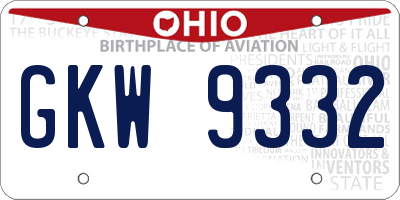 OH license plate GKW9332