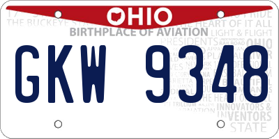 OH license plate GKW9348