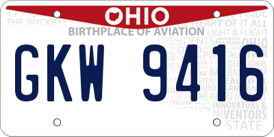 OH license plate GKW9416