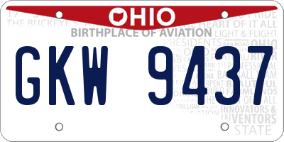 OH license plate GKW9437