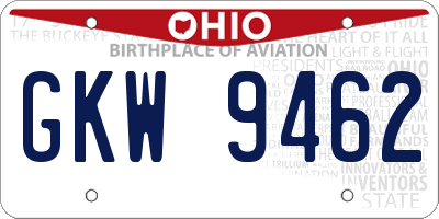 OH license plate GKW9462