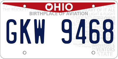 OH license plate GKW9468