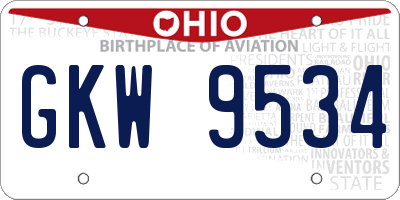 OH license plate GKW9534