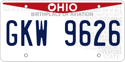 OH license plate GKW9626