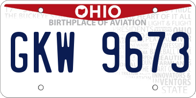 OH license plate GKW9673