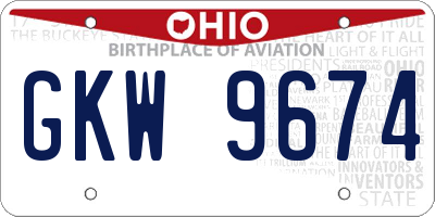 OH license plate GKW9674