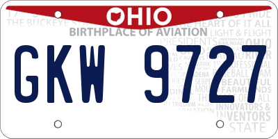 OH license plate GKW9727