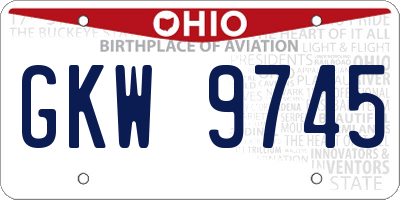 OH license plate GKW9745