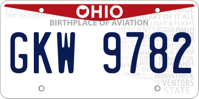 OH license plate GKW9782