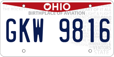OH license plate GKW9816