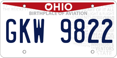 OH license plate GKW9822