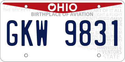 OH license plate GKW9831