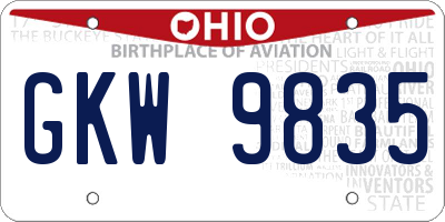 OH license plate GKW9835
