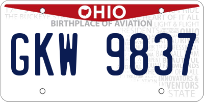 OH license plate GKW9837