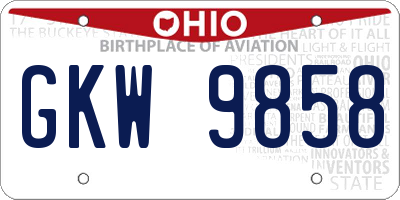 OH license plate GKW9858