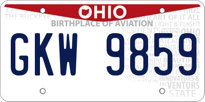 OH license plate GKW9859