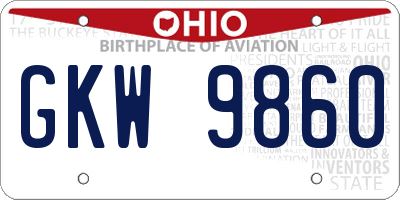 OH license plate GKW9860