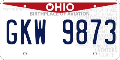 OH license plate GKW9873