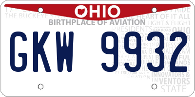 OH license plate GKW9932